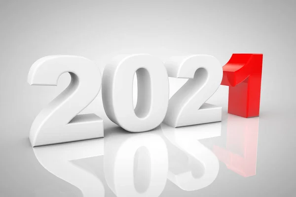 Nieuwjaar 2021 Teken Een Grijze Achtergrond Rendering — Stockfoto