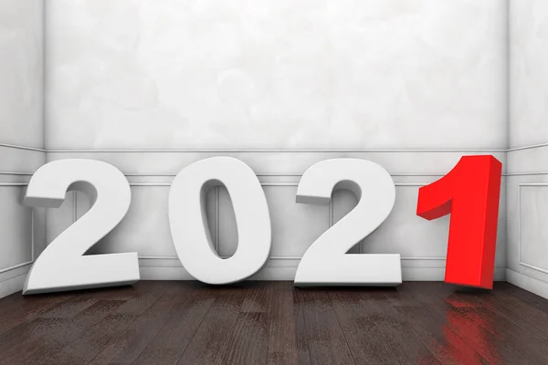 2021 New Year Sign Empty Room Extreme Closeup Rendering — Stock Photo, Image