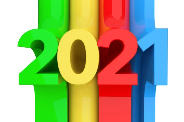 Abstract Novo 2021 Ano Assine Fundo Branco Renderização — Fotografia de Stock