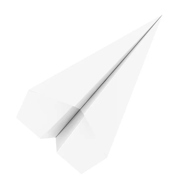 Avião Papel Branco Origami Fundo Branco Renderização — Fotografia de Stock