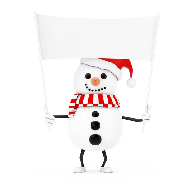 Χιονάνθρωπος Santa Claus Καπέλο Μασκότ Χαρακτήρας Και Κενό Λευκό Κενό — Φωτογραφία Αρχείου