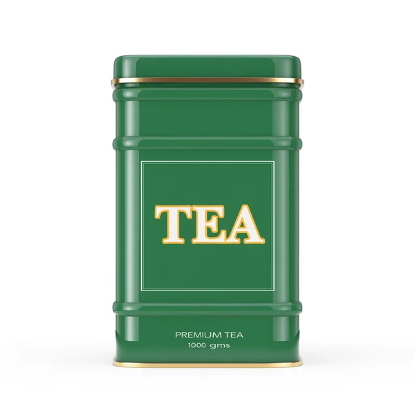 Коробка Зеленого Чая Золотой Полосой Белом Фоне Рендеринг — стоковое фото