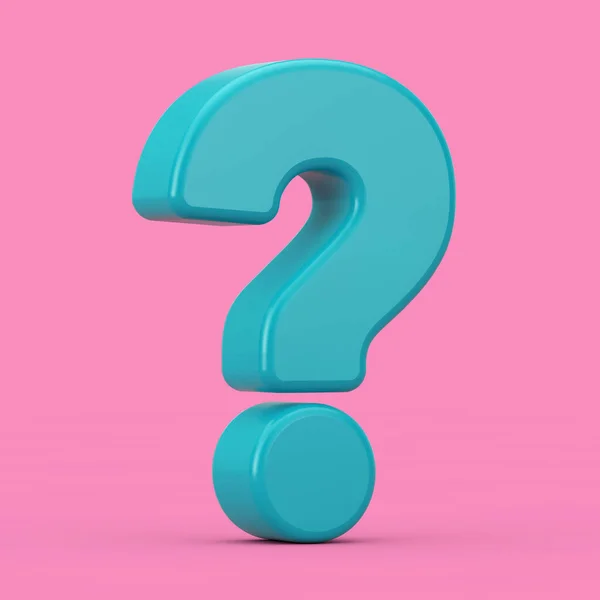 Blue Question Mark Sign Duotone Style Pink Background Rendering — Stock Photo, Image