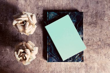 Günlük ve çiçek ile beton arkaplan