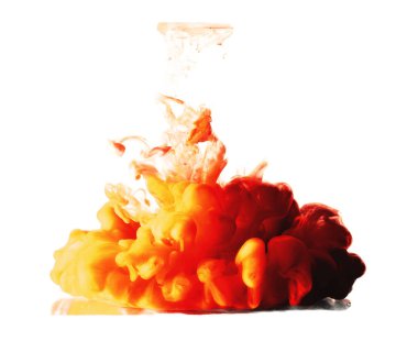 Kırmızı ve sarı su renk damla sıçrama izole, beyaz arka planda yangın blaze kavramı