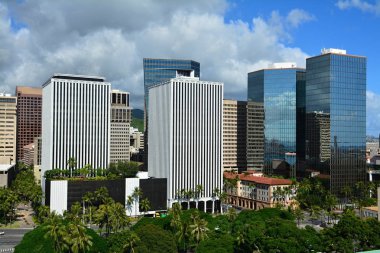 Oahu, Hawaii Honolulu şehrin muhteşem manzarası