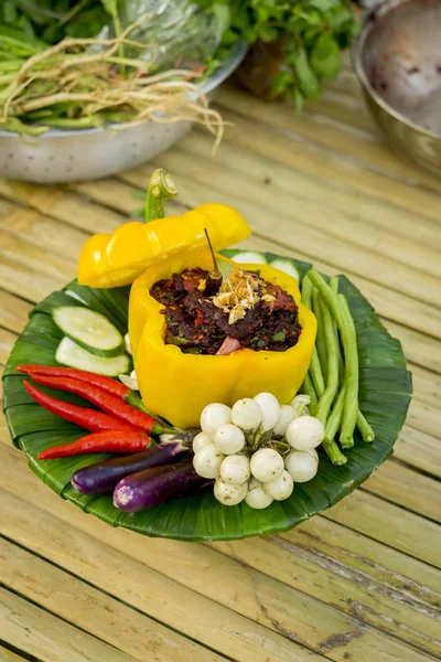 Północny Styl Tajskie Jedzenie Ostra Mielona Wieprzowina Pikantna Mielona Wieprzowina — Zdjęcie stockowe