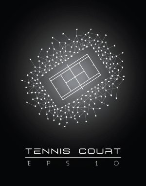 Bir tenis kortu boşaltmak ile resimli bir posteri
