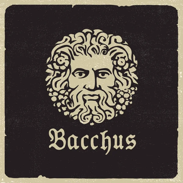 Een Geïllustreerde Portret Van Romeinse God Bacchus Een Zwarte Achtergrond — Stockvector