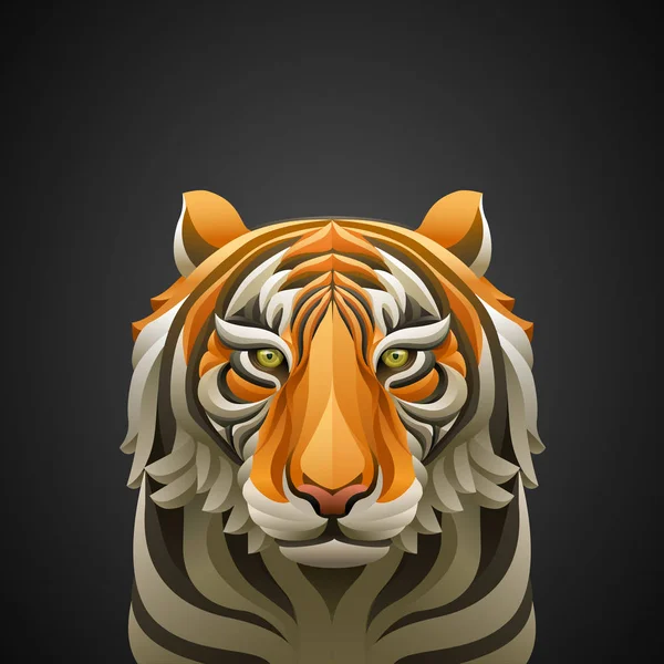 Vektor Illustration Eines Tigers Isoliert Auf Dunklem Hintergrund lizenzfreie Stockillustrationen