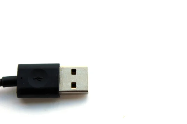 Negro Usb Enchufe Plástico Sobre Fondo Blanco — Foto de Stock