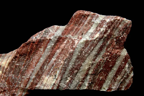 Red Layered Rock Black Background — Stock Photo, Image