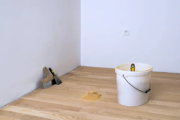 Polvo Fino Madera Espátula Otros Accesorios Parquet Material Lechada Parquet — Foto de Stock