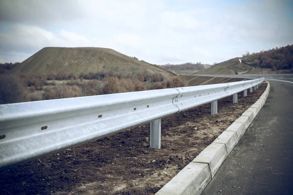 Steel Guard Rail Barrier Motorway Reflective Sign — Stock Photo, Image