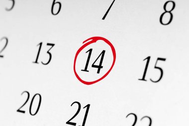 14 numaralı tarihi işaretle, kırmızı işaretli sayıya odaklan.