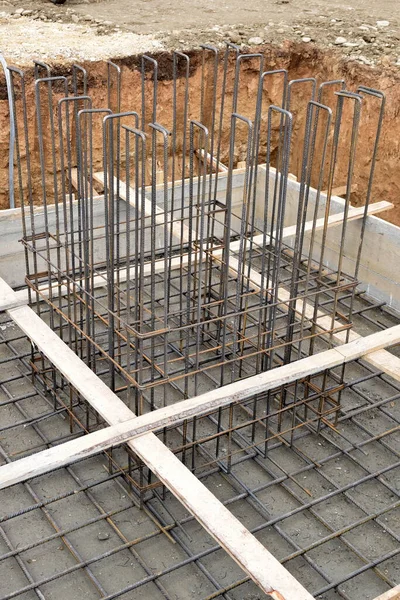 Big Hole Pole Construction Site Building Prepare Concreting — Stock Photo, Image