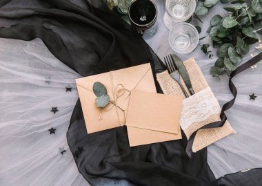 düz lay güzel rustik düğün olay tablo ayarı ile dekorasyon ile