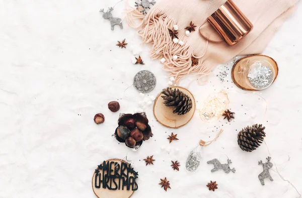 Decoraciones Navidad Sobre Fondo Blanco — Foto de Stock