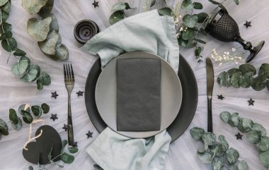 düz lay güzel rustik düğün olay tablo ayarı ile dekorasyon ile