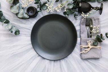 düz lay güzel rustik düğün olay tablo ayarı ile dekorasyon ile