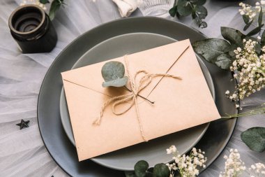 düz lay güzel rustik düğün olay tablo ayarı ile dekorasyon ile