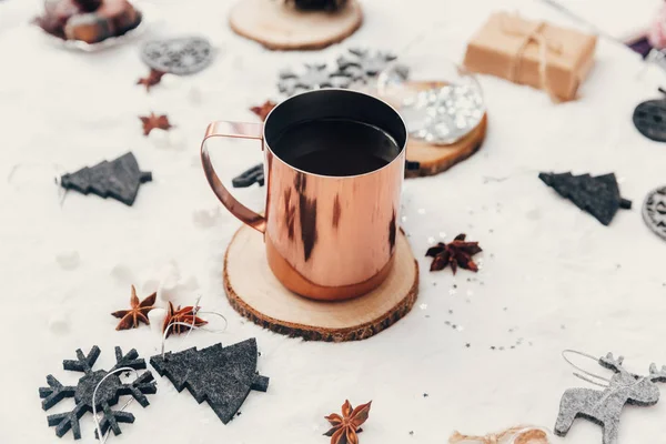 Hot Chocolate Cup Coffee Tea Christmas Decorations — Stock Photo, Image