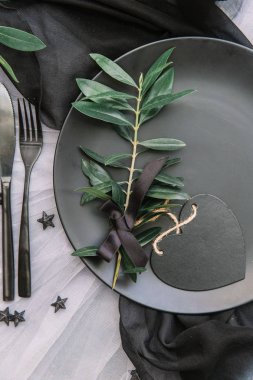 Zeytin brunch ile düz yatıyordu tepsi plaka