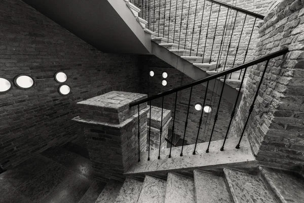 staircase with railing in the loft style