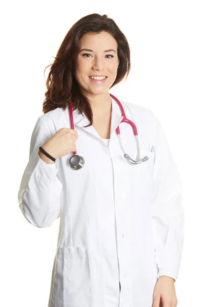 Pretty Female Doctor Shot Studio Background — Stock Photo, Image