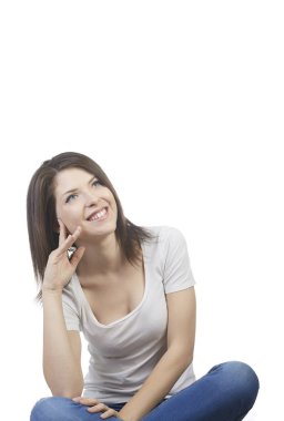 Stüdyo arka planda çok esmer kadını vurdu