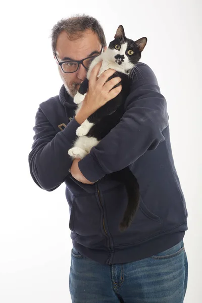 Man Holding Cat — Stock Photo, Image