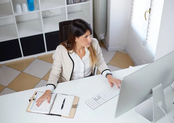 Mujer Negocios Que Trabaja Casa Oficina — Foto de Stock