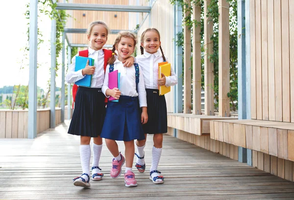 Niños Felices Niñas Novia Colegiala Estudiante Escuela Primaria —  Fotos de Stock