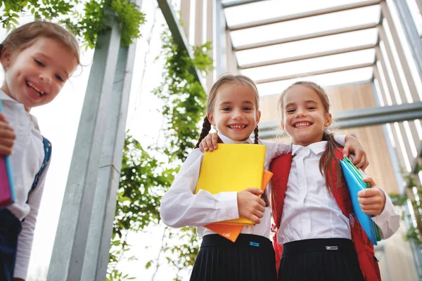 Niños Felices Niñas Novia Colegiala Estudiante Escuela Primaria —  Fotos de Stock