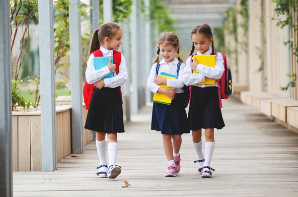 Niños Felices Niñas Novia Colegiala Estudiante Escuela Primaria —  Fotos de Stock