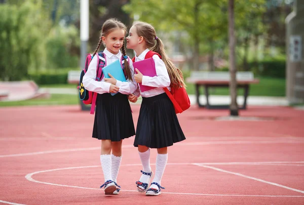 Niños Felices Niñas Novia Colegiala Estudiante Escuela Primaria —  Fotos de Stock