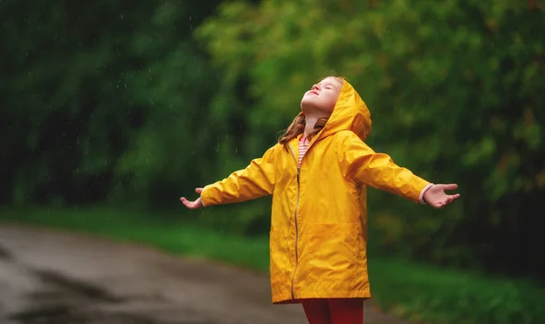 秋のライを楽しんで幸せな子供女の子 — ストック写真