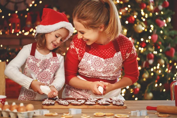 Heureux Drôle Mère Enfant Cuire Biscuit Noël — Photo