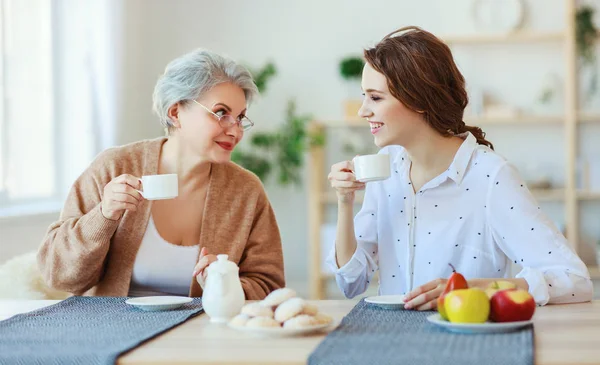 Happy family two generations old mother and adult daughte — Stock Photo, Image