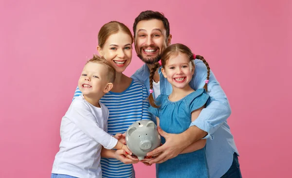 financial planning happy family mother father and children with