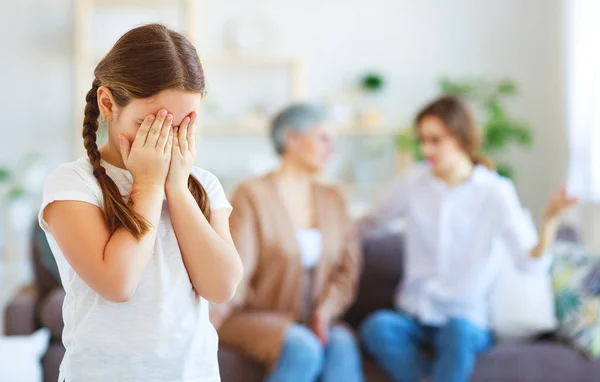 Conflict of family three generations angry mother and grandmothe — Stock Photo, Image