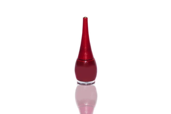 Flasche Roter Nagellack Mit Spiegelung — Stockfoto