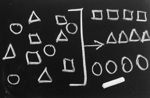 geometri kavramı kategorize kara tahta, kategorilere ayırmak için çizim geometri