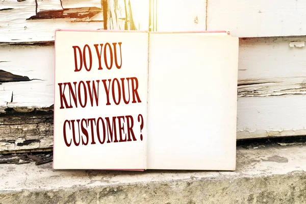 The phrase Do You Know Your Customers typed on a book above a wall