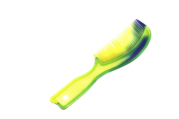 Beyaz Arka Plan Üzerinde Izole Plastik Yeşil Fırça Saç — Stok fotoğraf