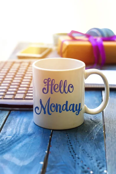 Hola Lunes Concepto Taza Café — Foto de Stock