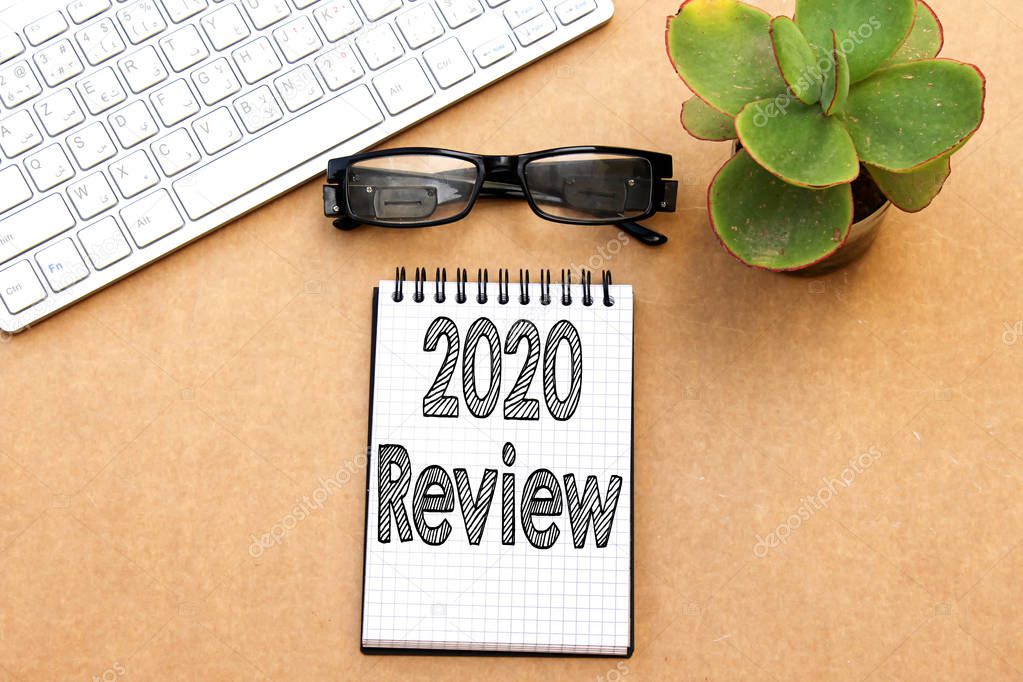 2020 review concept on notebook
