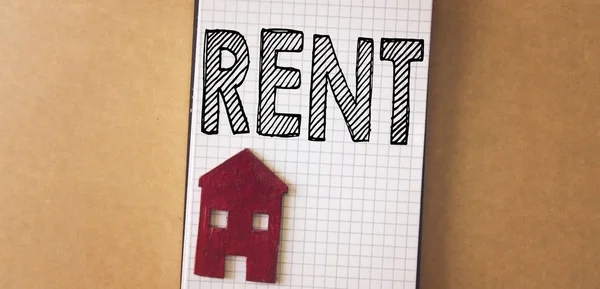 Miniatyr Röd Leksaks Hus Hem Med Rent Concept — Stockfoto