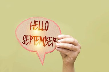 merhaba Eylül ile kadın el tutma kabarcık konuşma kartı