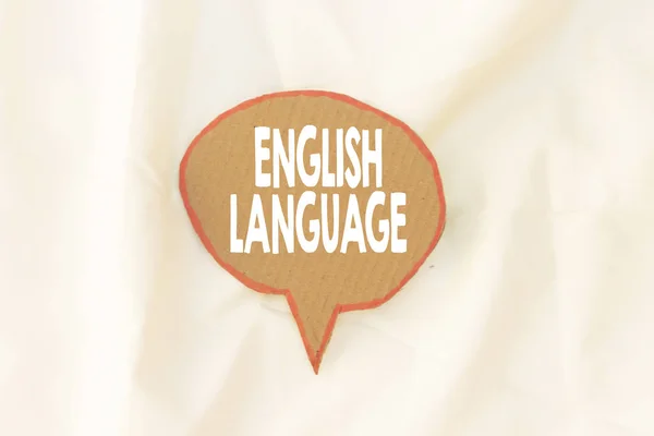 Nauka Języka Angielskiego Kartonowa Bańka Słowna Angielskim Tekstem Językowym — Zdjęcie stockowe